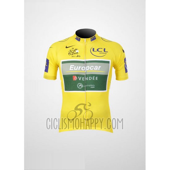 Europcar Lider Cycling Jersey Bib Short 2011 Men Short Sleeve Yellow